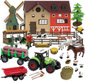 136PCS Farm Animals Toys Set Comes with Barn, Tractor Trailer, Milking shed, Windmill, Farmer, Fence - Playset for Kids Toddlers Boys Girls 5+ Years Old