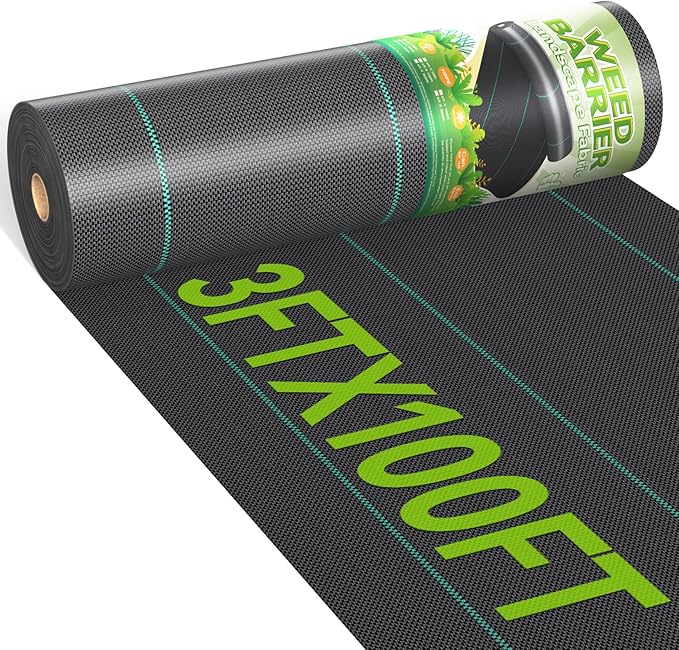 3ftx100ft Weed Barrier Landscape 3.2oz Fabric Heavy Duty, Woven Weed Control Cloth, Woven Geotextile Fabric for Underlayment, Gardening Ground, Commercial Driveway Weed Block Cover Mat