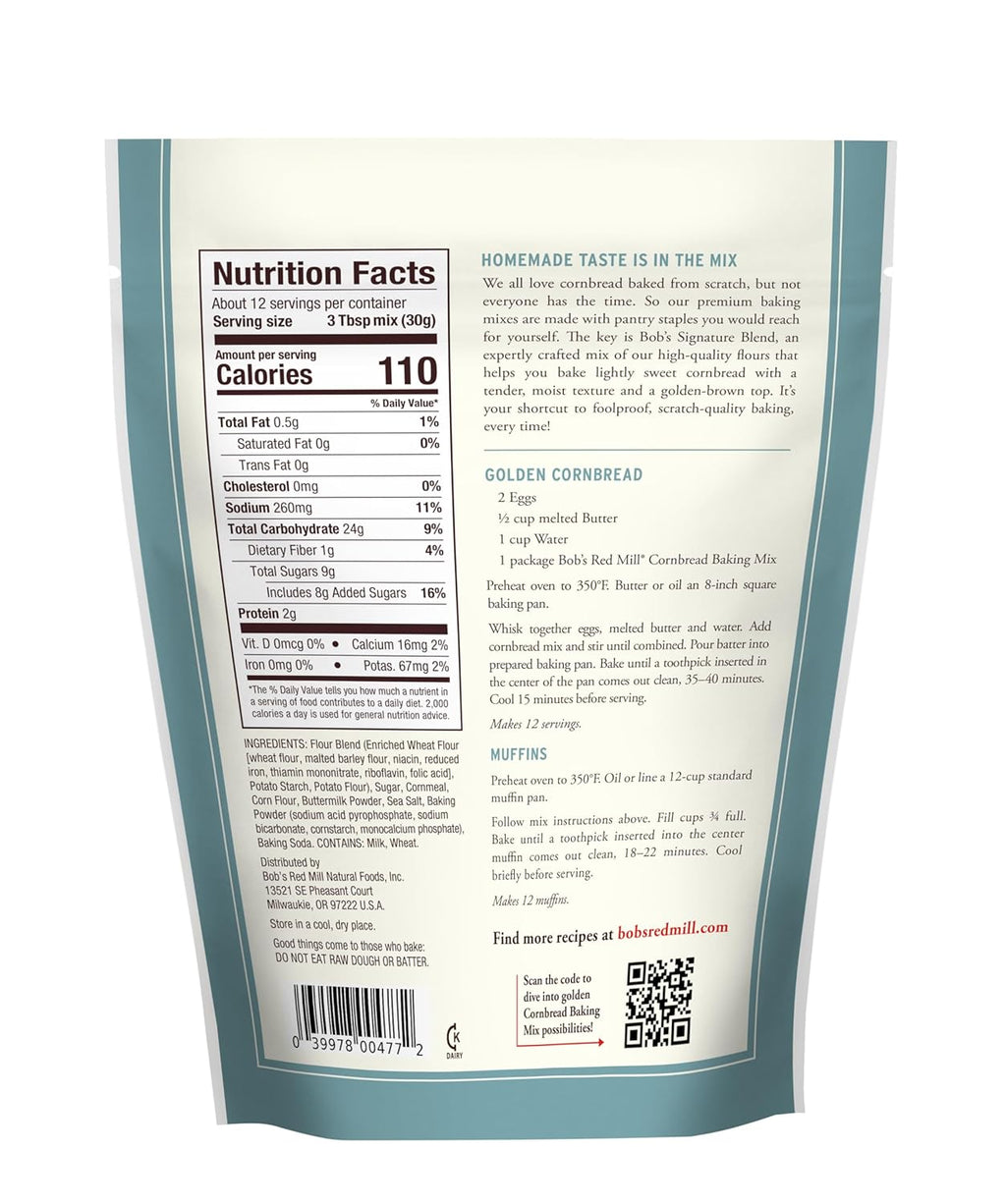 Bob's Red Mill Gluten-Free Cornbread Mix, 13 oz, Pack of 4