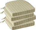 Outdoor Round Corner Seat Cushion, 17"x16"x2", Set of 4, Non Slip Seat Cushion Pads with Removable Cover for Patio Furniture, Garden Yard Lawn, Beige Brown Stripe