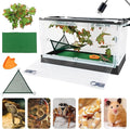 Travel Portable Foldable Terrarium Kits for Reptiles -Heat-Resistant Material, Easy to Move with Wheels, Includes Plant, Feeding Bowl, and Carpet for Snakes, Lizards, Tortoises, and Leopard