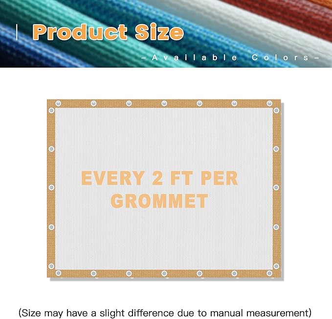 VICLLAX Shade Fabric Sun Shade Cloth with Every 2 FT Grommets for Patio Garden Pergola Cover Canopy 14x22 FT, Cream