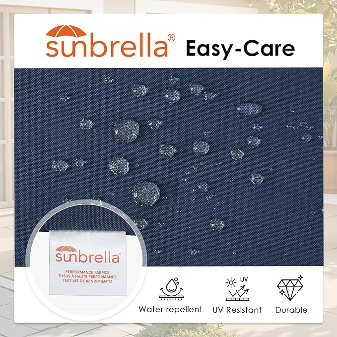 Outdoor Sunbrella Square Corner Seat Cushion, 19"x19"x3", Set of 4, Non Slip Seat Cushion Pads with Removable Cover for Patio Furniture, Garden Yard Lawn, Specrtum Indigo