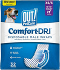 Out! PetCare Disposable Dog Diapers Male, Puppy Belly Band, Potty Training, Doggie Diapers, Belly Bands for Male Dogs, Puppy Training, Incontinence, (XS/S, 32ct)
