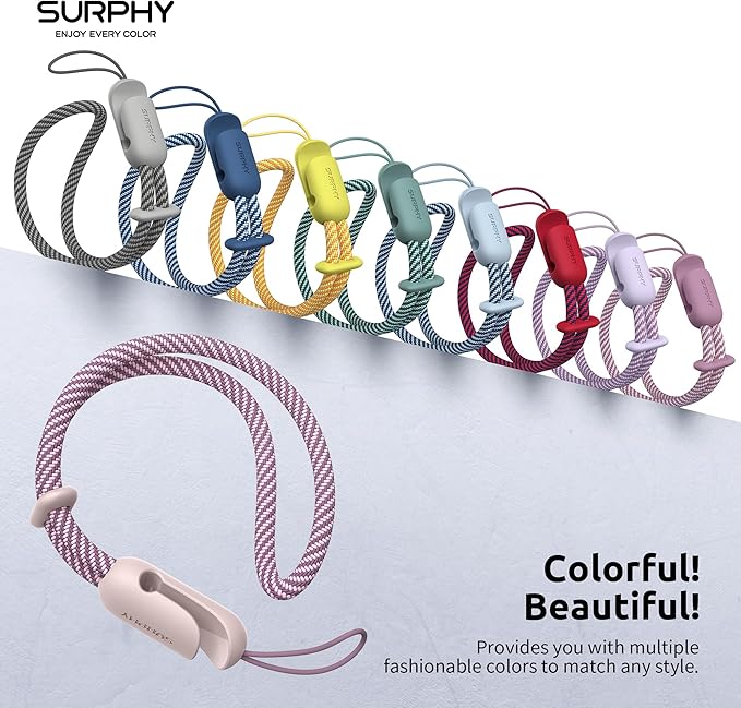 SURPHY 2 Pack Phone Lanyard for Cellphone Case, Phone Wrist Strap for Case, Cellphone Strap with 2-Color Braided, Charm Wrist Lanyard for Women and Men, Pink & Lilac