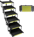 Sturdy 6-Step Aluminum Frame Dog Stair with 1680D PVC Fabric - Non-Slip, Lightweight & Portable - Ideal for Car, SUV, Truck Access - Black (106x80x43cm)