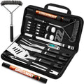 31pcs BBQ Grill Accessories Set for Men Dad, Heavy Duty Grilling Tools Gifts for Fathers Day, Stainless Steel BBQ Utensils Kit with Mats, Grill Brush in Carrying Bag Black