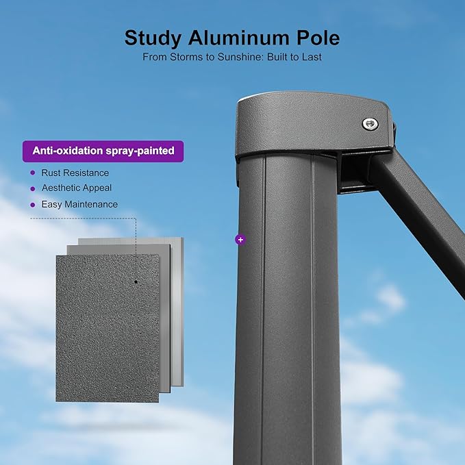 PURPLE LEAF 9' X 11.5' Rectangle Patio Umbrella Outdoor Large Aluminum Cantilever Umbrella with 3-Year Fade Resistance Recycled Fabric and 360-degree Rotation for Deck Pool Garden, Mint Green