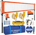 Outdoor Professional Volleyball Net Set for Backyard Beach with Heavy Duty Adjustable Aluminum Poles, Upgraded Anti-sag Net, PU Volleyball and Pump, Boundary Line, Large Carry Bag