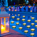 Liliful 24 Pcs Diwali Lotus Decoration Pool Floating Lights, Artificial Flowers Lotus with LED,Lily Pads Water Lantern for Indian Puja Home Decoration(3.94 Inch,White)