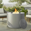 32 Inch Propane Outdoor Fire Pit Table, Round Patio Fire Table 50,000 BTU w/Lid, Lava Rocks, Weatherproof Cover, Alloy Steel Propane Fire Pit Table for Deck, Backyard and Pool, CSA Certified, Gray