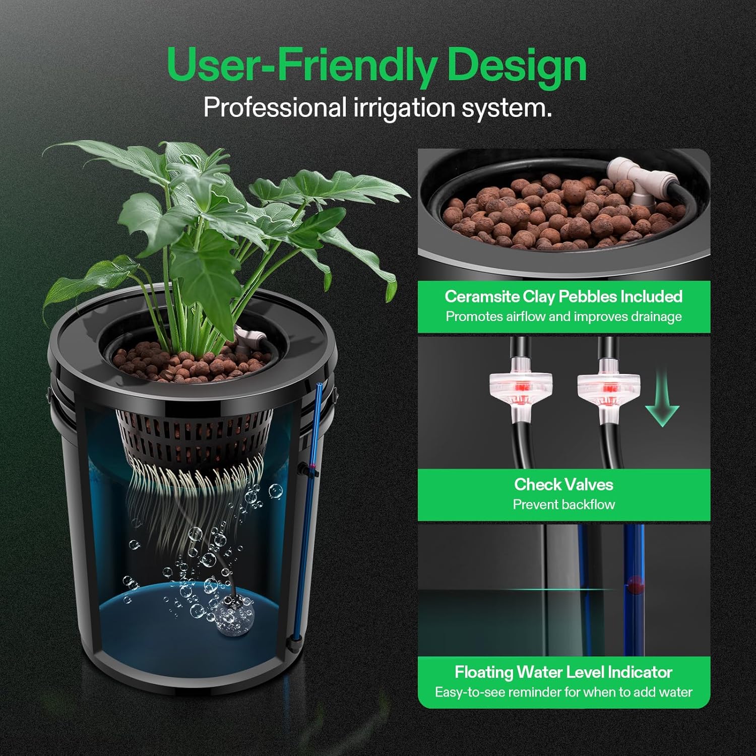 VIVOSUN DWC Hydroponics Grow System with Top Drip Kit, 5-Gallon Deep Water Culture, Recirculating Drip Garden System with Multi-Purpose Air Hose, Air Pump, and Air Stone (2 Buckets + Top Drip Kit)