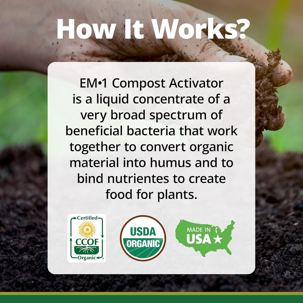 TeraGanix Compost Accelerator (1 Bottle = 11 Gallons), Reduce Odors, Liquid Compost Starter Concentrate, Reduce Composting Time, USDA Organic, 1 Pint (16 fl oz)