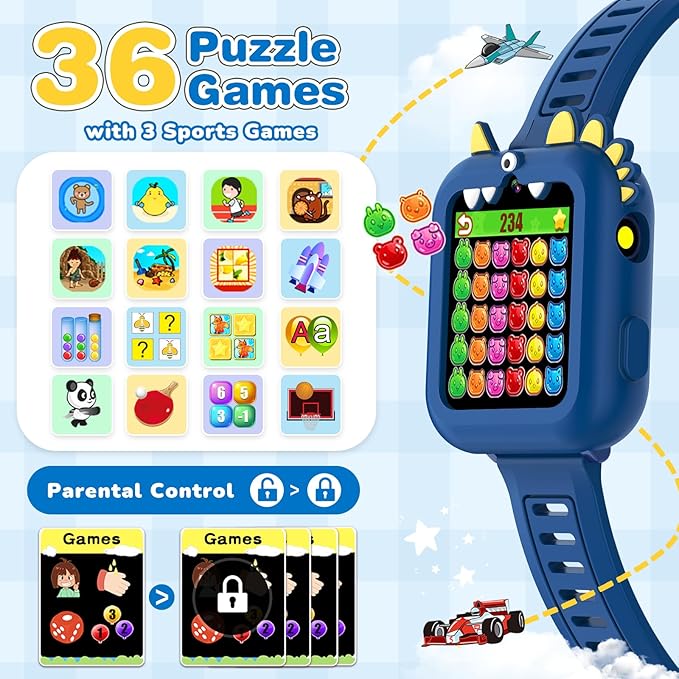 Cosjoype Smart Watch for Kids Age 4-12, 39 Games Touchscreen Boys Watch with Camera Music Player Pedometer Flashlight, Kids Toys Christmas Birthday Gifts for Boys Girls Age 5 6 7 8