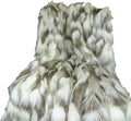 Ivory Beige Luxury Faux Fur Throw Blanket - Tibet Fox Fur - 96W x 110L Bedspread