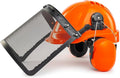 LANON Industrial Forestry Safety Helmet Protection System, ANSI Approved Chainsaw Hard Hats with Adjustable Ear Muffs & Face Shield Visor, 6 Point Adjustable Ratchet Suspension, Class C, Orange
