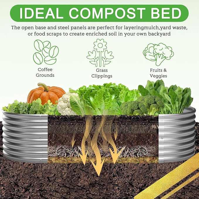 3 Pack 6x3FT Galvanized Raised Garden Bed Outdoor,Metal Garden Bed for Vegetables,Steel Raised Beds for Gardening,Above Ground Garden Box for Flower-QIA