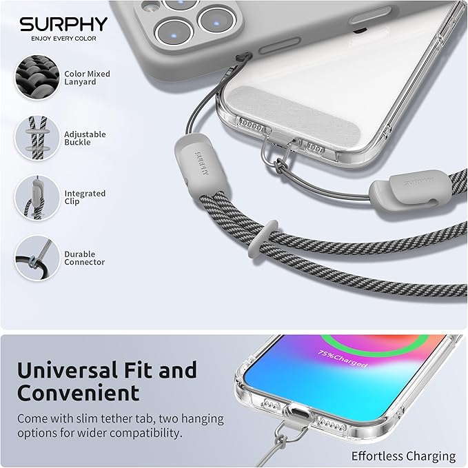 SURPHY 3 Pack Phone Wrist Strap with CellPhone Tether Tab, Cellphone Lanyard, Phone Strap with 2-Color Braided, Wrist Lanyard