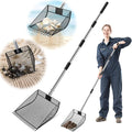 CAROD Chicken Poop Scooper & Rake 2-in-1, Metal Chicken Coop Scoop for Poop with 24 to 68" Adjustable Stainless Steel Handle, Litter Scooper Sand Sifting Shovel Chicken Coops/Animals House