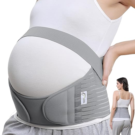 NeoTech Care Pregnancy Support Maternity Belt, Waist/Back/Abdomen Band, Belly Brace (Size M, Grey Color)