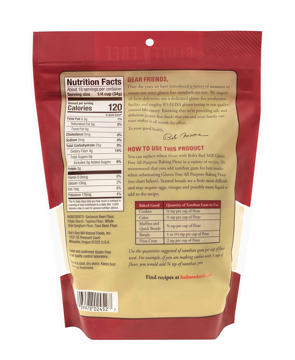 Bob's Red Mill, All-Purpose Baking Flour, Pack of 4 (22 Oz. Each)