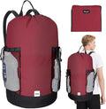 BALEINE 150L Laundry Bag Backpack, 900D Oxford Fabric Large Travel Laundry Bags with Shoulder Straps and 2 Mesh Pockets for College Dorm, Apartment, Laundromat (Red, 150L) ﻿