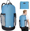 BALEINE 120L Laundry Bag Backpack, 900D Oxford Fabric Large Travel Laundry Bags with Shoulder Straps and 2 Mesh Pockets for College Dorm, Apartment, Laundromat (Blue, 120L)