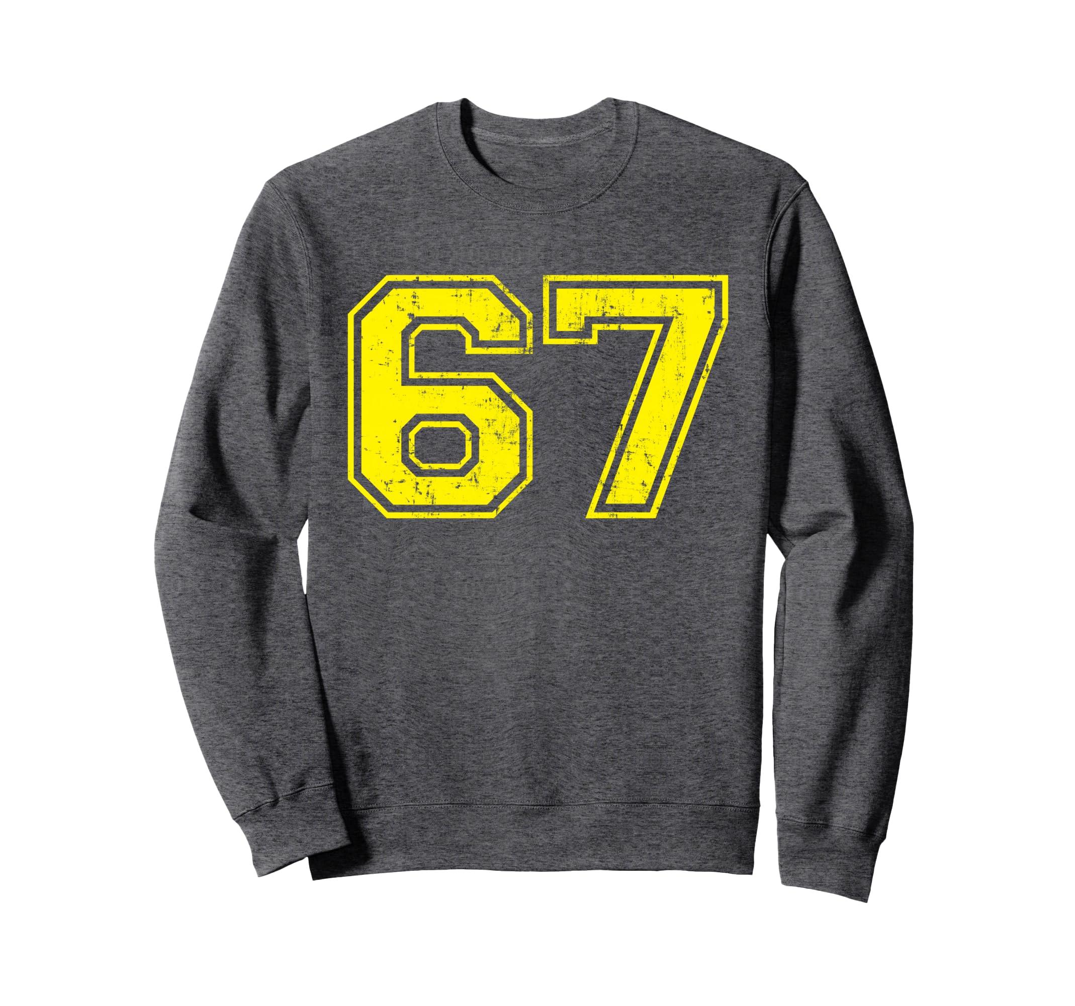 Number 67 Varsity Distressed Sport Sweatshirt - Novelty Apparel Men Women