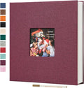 Spbapr Large Photo Album Self Adhesive 3x5 4x6 5x7 8x10 Pictures Magnetic Scrapbook 40 Blank Pages Linen Cover DIY Album with A Metal Pen