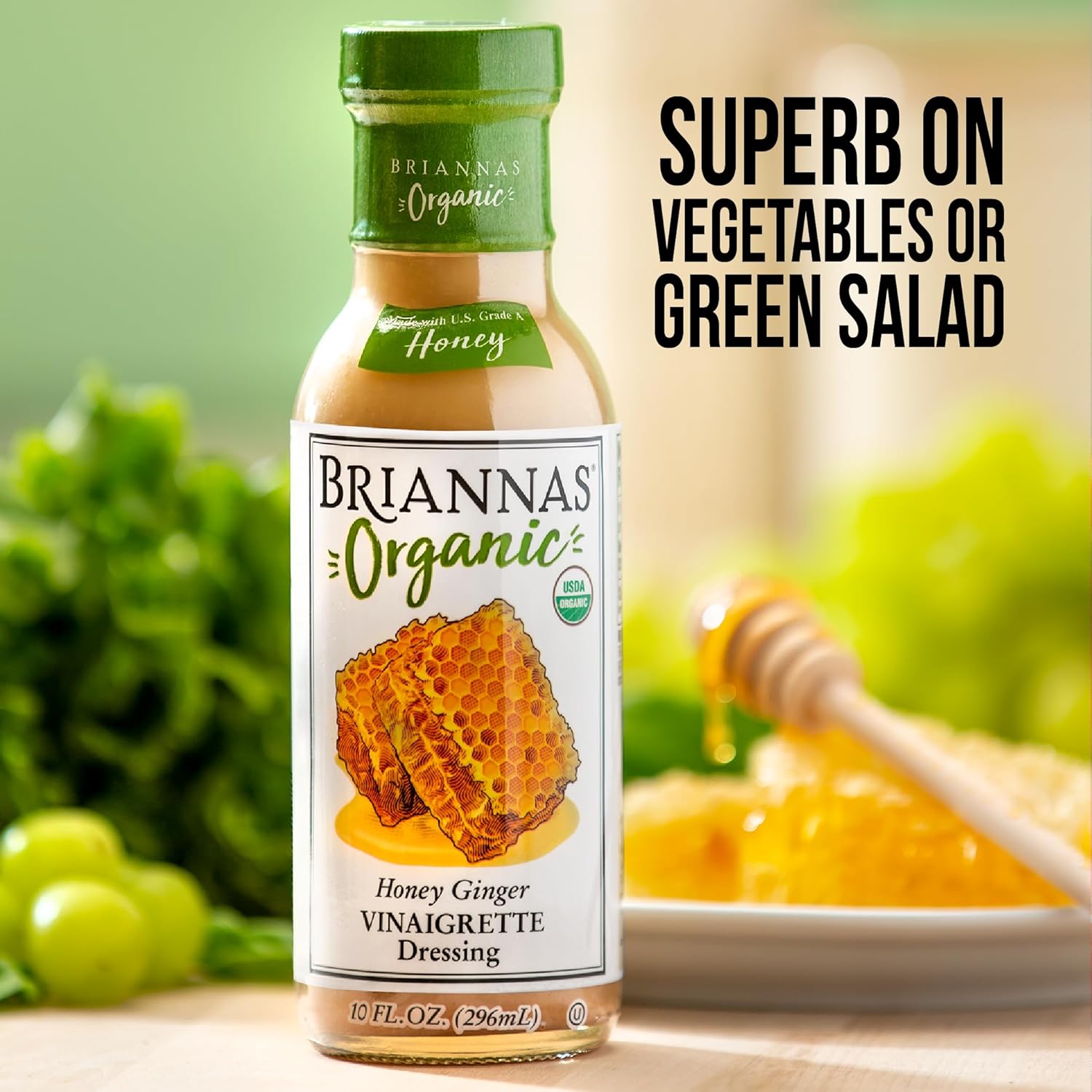 Brianna's Honey Ginger Vanilla Salad Dressing, Pack of 6, 10 Fl Oz