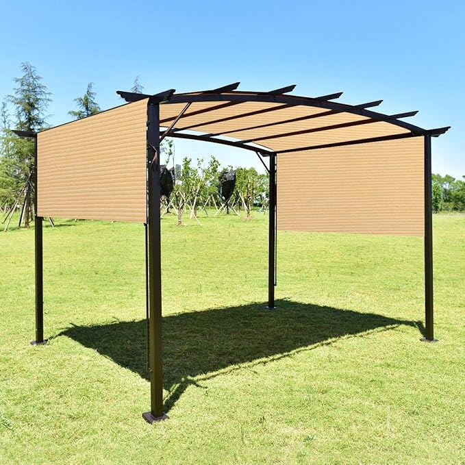 Eden's Decor Straight Flat-Edged Sun Shade Sail Rectangular 6' x 9' Beige UV-Blocking Outdoor Canopy Fabric Cloth Awning for Pergola Patio Garden Backyard Custom Size