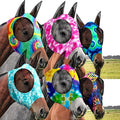 Chunful 6 Pcs Horse Fly Masks with Ears Smooth and Comfortable Cashel Mesh Fly Mask Elasticity Breathability UV Protection Horse Face Covering for Riding Supplies(Tie Dye,Medium)