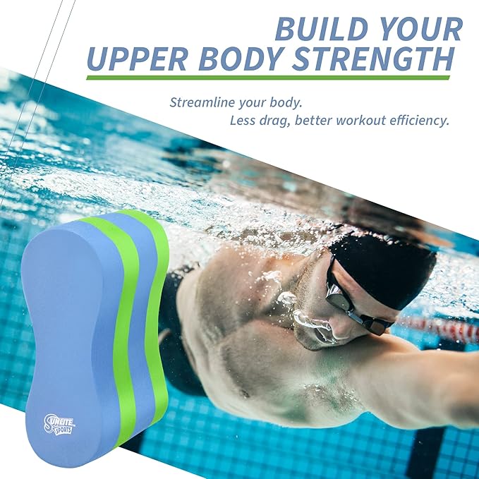 Sunlite Sports EVA 5-Layer Pull Buoy Leg Float - Pool Training Aid, Legs and HIPS Support for Adults, Kids, and Beginners, for Swimming Stroke