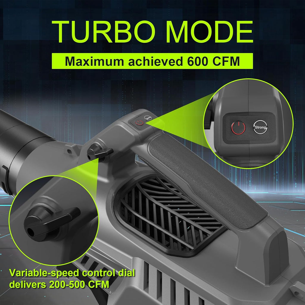Leaf Blower Cordless with Battery - 40V Powerful Electric Leaf Blower, 600CFM &180MPH and Variable-Speed with 7.5Ah Battery and Charger for Lawn Care, Patio, Dust, Blowing Leaves (Grey)