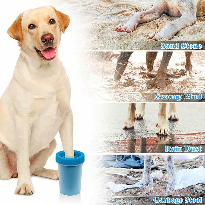 2 Pack Portable Dog Paw Cleaner, Washer, Buddy Muddy Pet Foot Cleaner for Medium Breed Dogs and Cats, Blue
