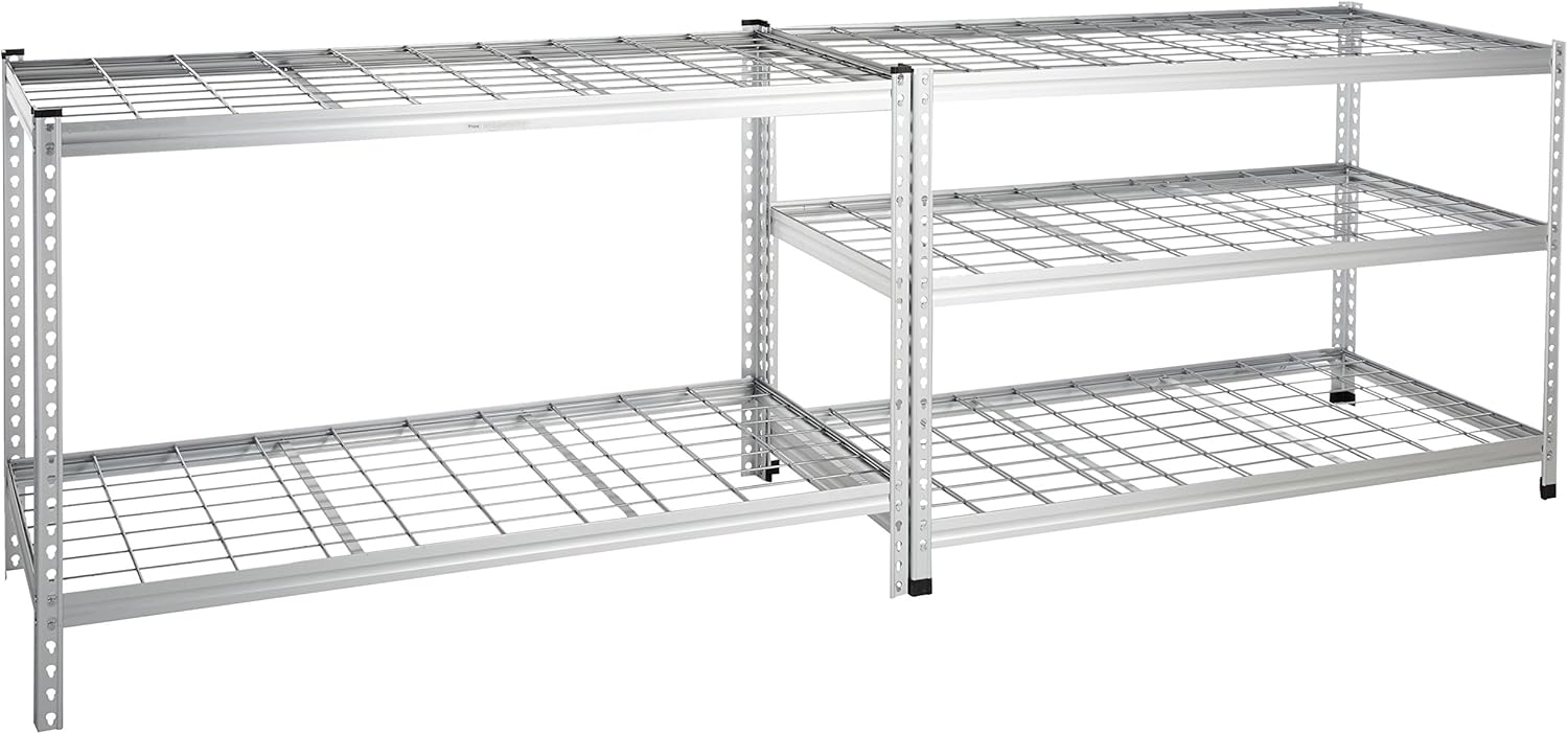 Amazon Basics 4000IBS Heavy Duty Adjustable Storage Shelving Unit, 5 Shelf, High-Grade Aluminum, Silver, 60 x 24 x 78 Inch