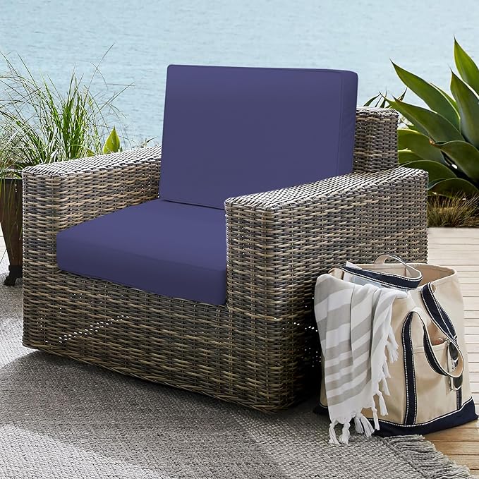 Outdoor Deep Seat Cushion Set 19" x 19", Water Repellent & Fade Resistant Cushion for Patio Furniture, Back & Seat Cushion with Removable Covers for Sofa, Couch, Navy