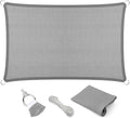 Eden's Decor Straight Flat-Edged Sun Shade Sail Rectangular 8' x 11' Grey UV-Blocking Outdoor Canopy Fabric Cloth Awning for Pergola Patio Garden Backyard Custom Size