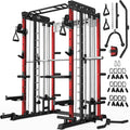 Smith Machine for Home Gym, Multi-Function M12 Power Cage with Cable Crossover System, Squat Rack with Smith Bar and More Attachment