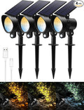 3CCT Solar Spot Lights Outdoor Motion Sensor, Dimmable Solar Landscape Spotlights IP65 Waterproof Motion Sensor Lights for Garden Yard Pathway Garage, 4 Pack