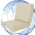 Favoyard Outdoor Deep Seat Cushion Set, 22 x 22 Inch Rainproof & 3-Year Fade Resistant Patio Furniture Cushions, Removable Seat Bottom & Back Cushion Covers with Ties for Chair, Sofa, Couch, Beige