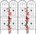 4 Pack Metal Garden Trellis 86.7" Black Fence Rustproof Garden Trellis for Climbing Plants Support Roses Flower Outdoor Lawn, Black