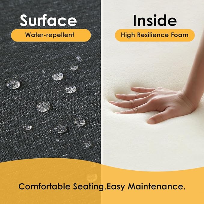 Outdoor Square Corner Seat Cushion, 18.5"x16"x3", Set of 4, Non Slip Seat Cushion Pads with Removable Cover for Patio Furniture, Garden Yard Lawn, Charcoal Gray