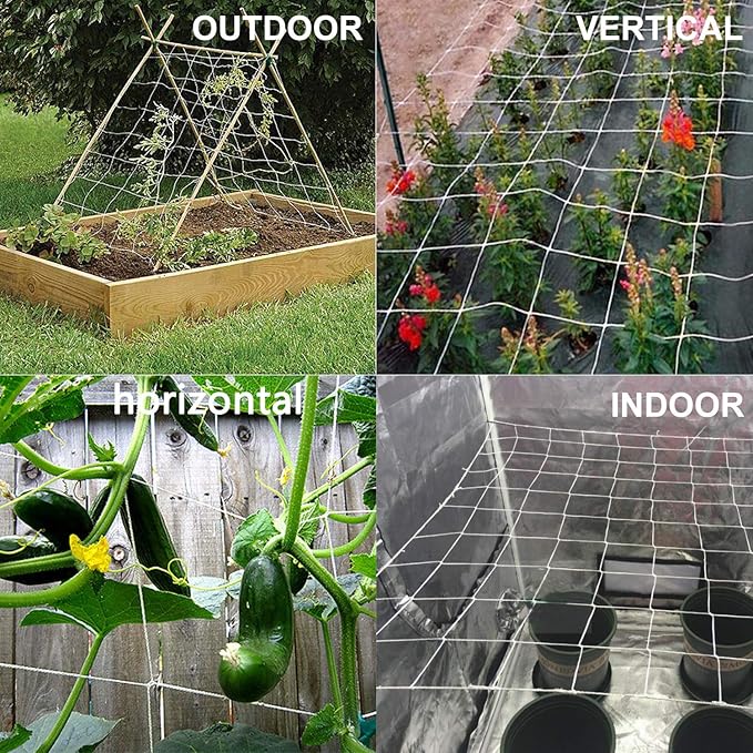 All-Weather Trellis Netting Mesh Plant Garden Vine Growing Flexible String Net (6" Mesh ployester, 5' Wx 15'L)