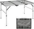 REDCAMP 48x24 Long Folding Grill Table for Outside, Lightweight Portable Metal Aluminum Outdoor Grill Table with Adjustable Height Legs, Great for Camping Picnic Cooking BBQ, Silver 4ft