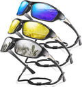 3 Pack Polarized Sports Sunglasses for Men, Mens Sunglasses Wrap Around UV400 Protection for Cycling Fishing Driving