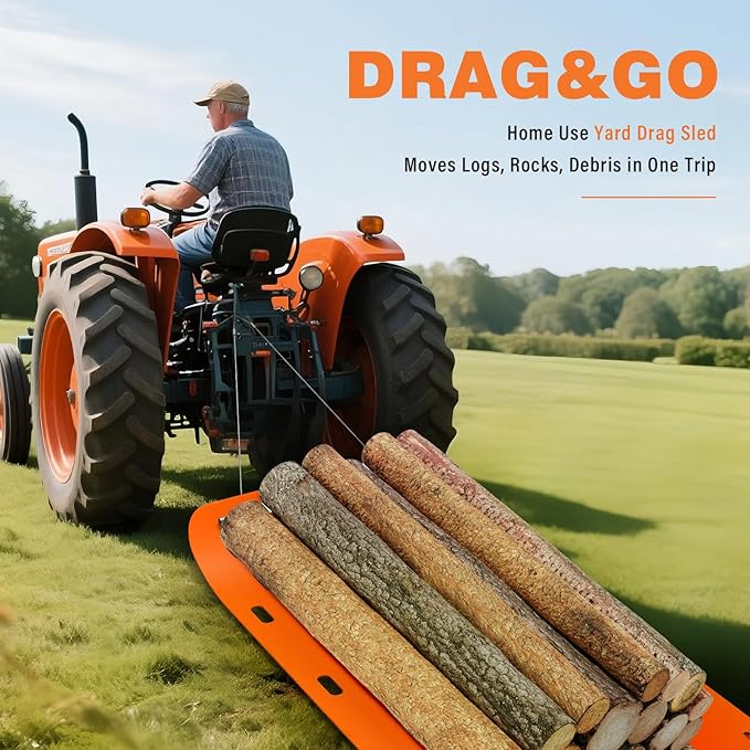 Yard Drag Sled - 48x110” Large Yard Glider Heavy-Duty Multipurpose Drag Mat Home Easy Use for Carrying Stone, Leaves, Log, Boxes