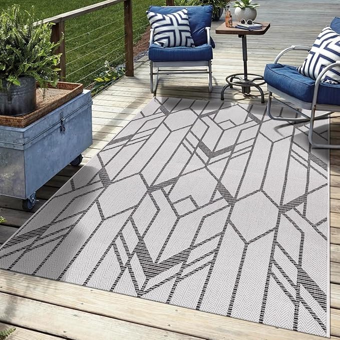 Keen Home Design Terrace Outdoor Area Rug - 8x10 Washable Indoor/Outdoor Rug for Patio, Kitchen, Balcony, Beach, Garden, Deck and Porch, Size: 7'7"x10'