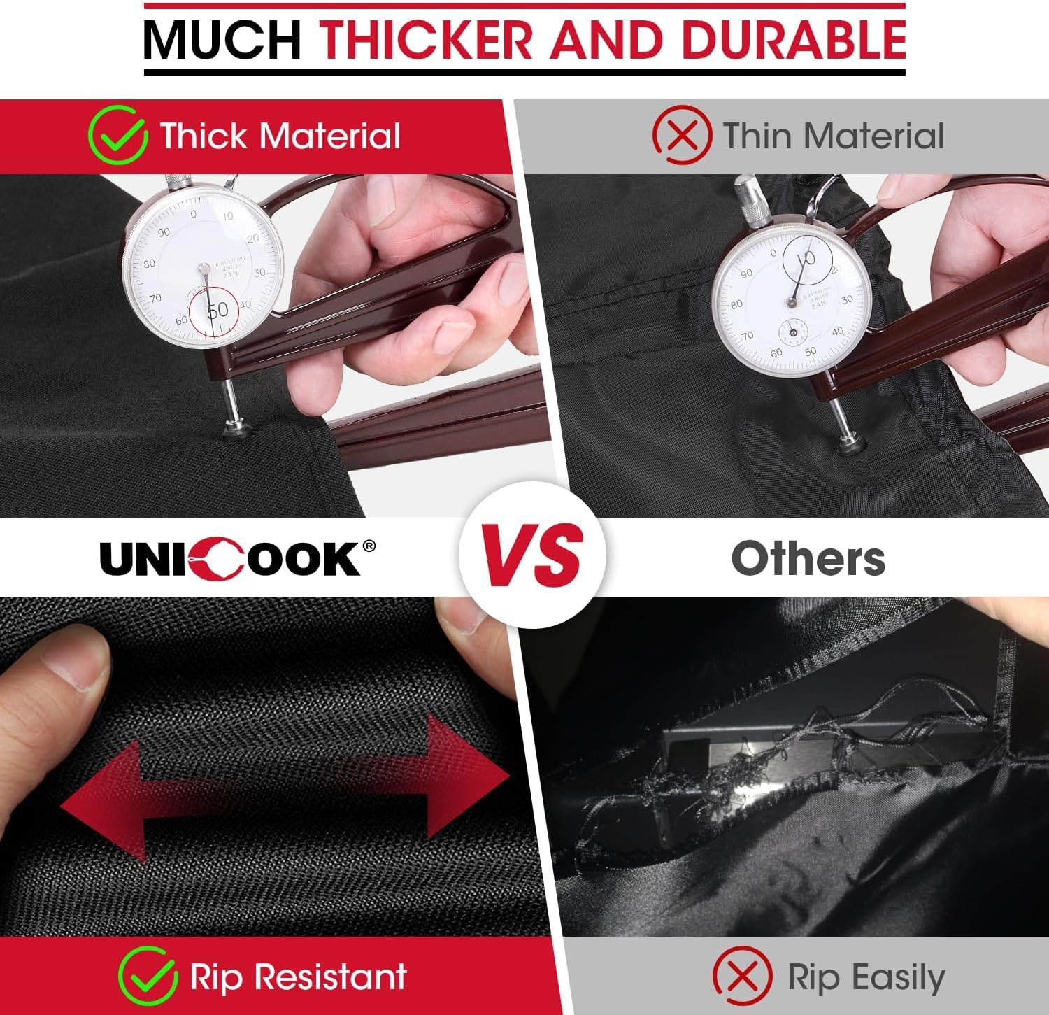 Unicook Heavy Duty Waterproof Barbecue Gas Grill Cover, 65-inch BBQ Cover, Special Fade and UV Resistant Material, Durable and Convenient, Fits Grills of Weber Char-Broil Nexgrill Brinkmann and More