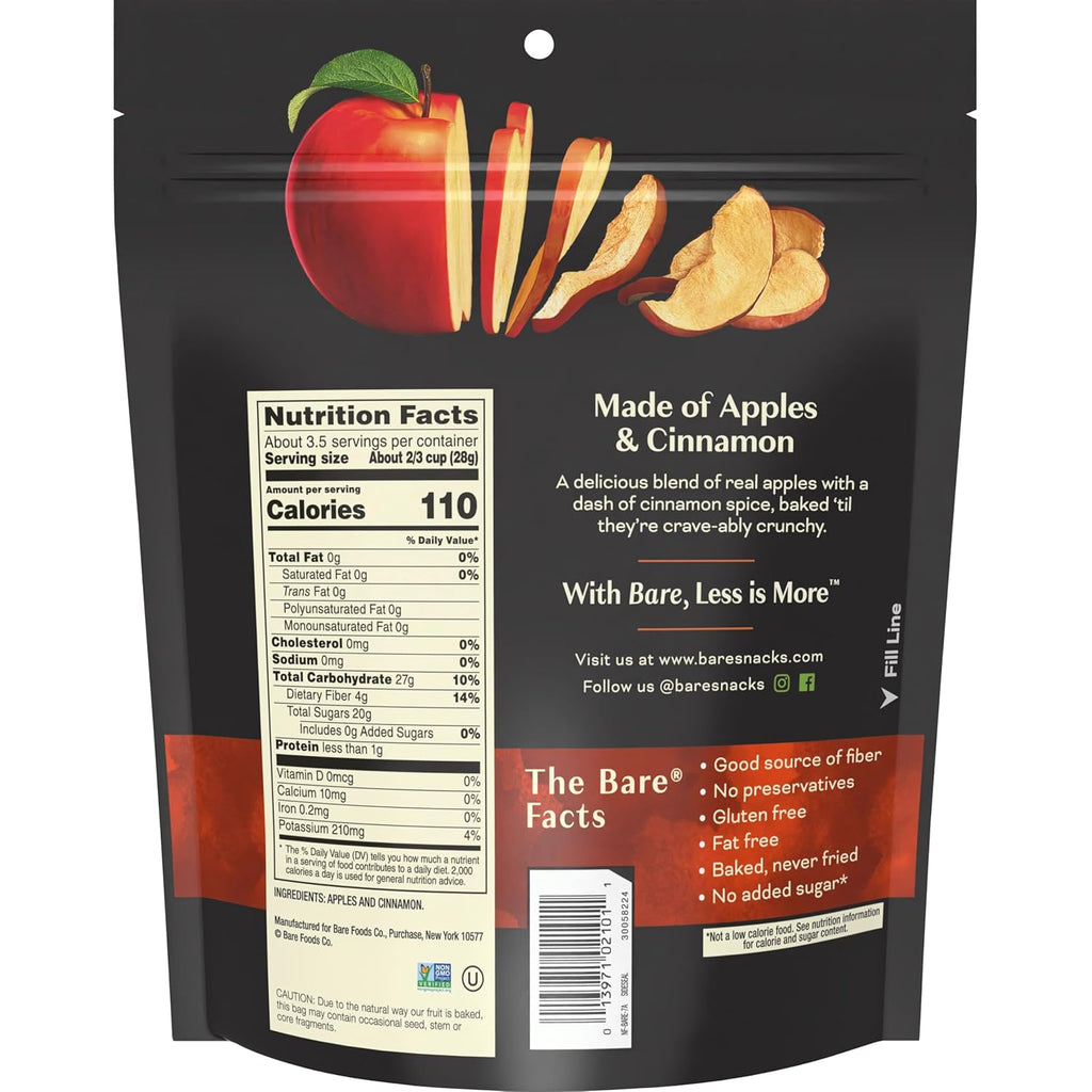 Bare Fruit Cinnamon Apple Chips, 3.4 Oz., Case of 12